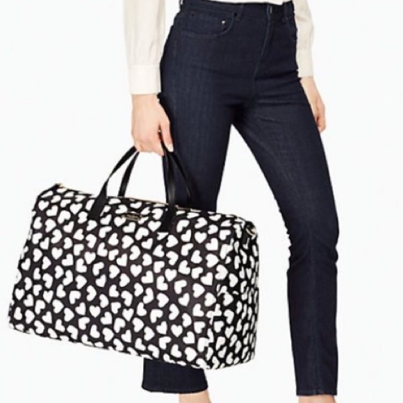 Kate Spades Stylish Black and White Heart Pattern Women's Bag - Picture 2 of 13
